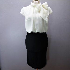 Bigio Black and White Tie Neck Dress